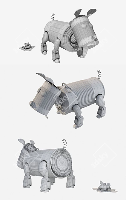 Upcycled Robot-Dog: DIY Tin Can Pet 3D model image 3