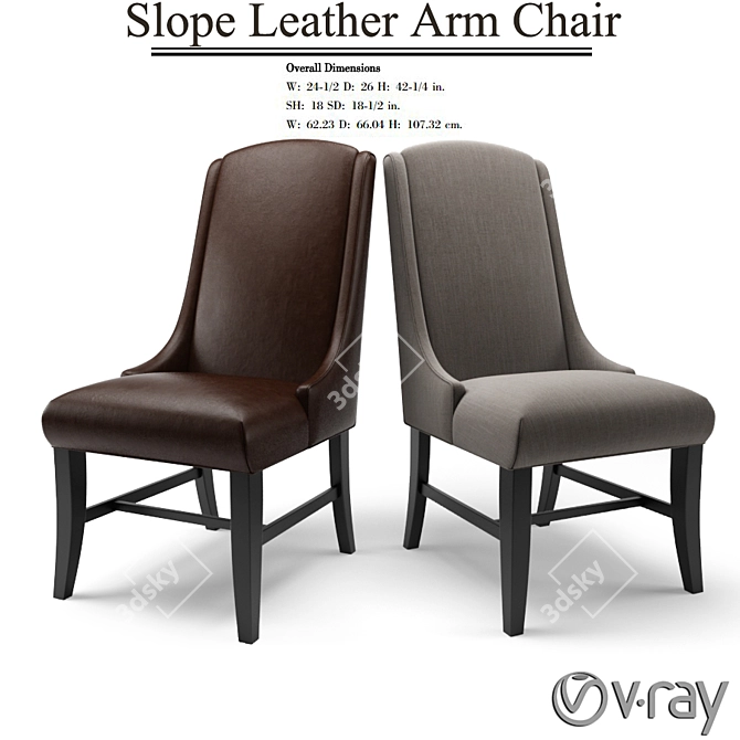 Elegant Slope Armchair: Fabric & Leather 3D model image 1