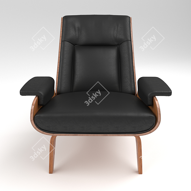 Modern Black Paulo Bent Ply Chair 3D model image 2