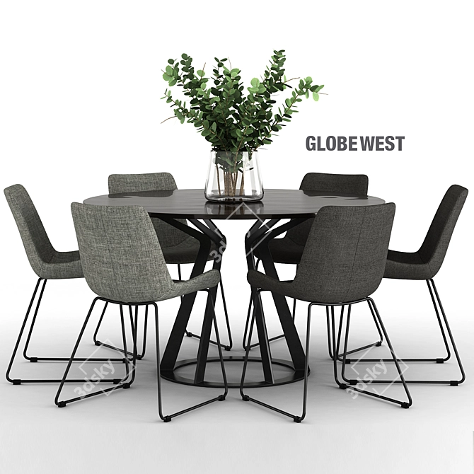 Mitos Table and Cleo Dining Chair Set 3D model image 1