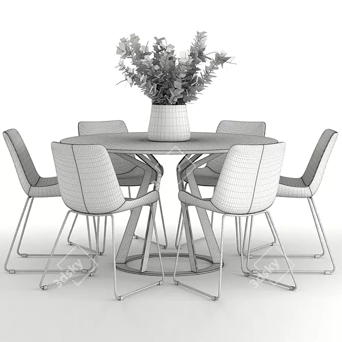 Mitos Table and Cleo Dining Chair Set 3D model image 3