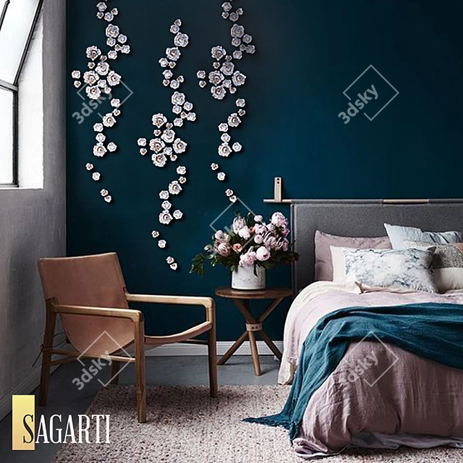 Sagarti Peony Wall Art 3D model image 3