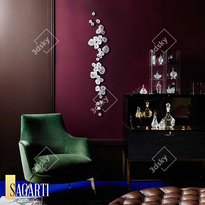 Sagarti Rose Decor: Elegant Porcelain Wall Art 3D model image 1