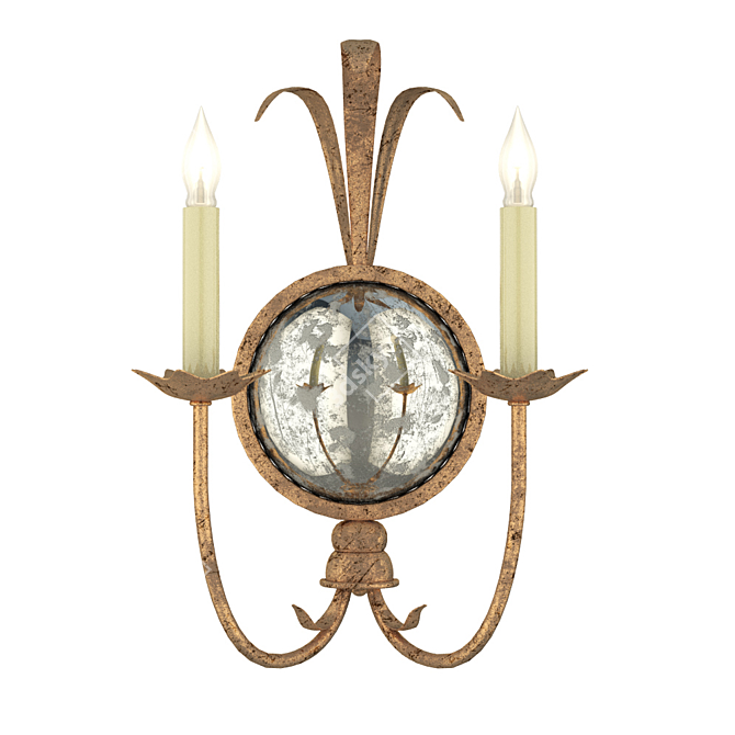 Gilded Iron Double Sconce 3D model image 1