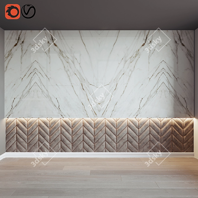 Modern Chevron Wall Panel 3D model image 1