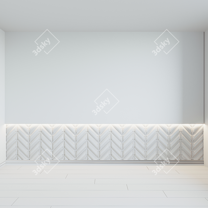 Modern Chevron Wall Panel 3D model image 3