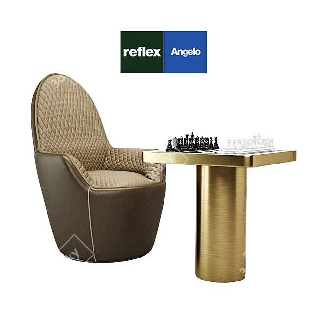 Reflex Angelo Swan Poltrona & Tau Scacchi: Glamorous Armchair & Chess Coffee Table Set 3D model image 1