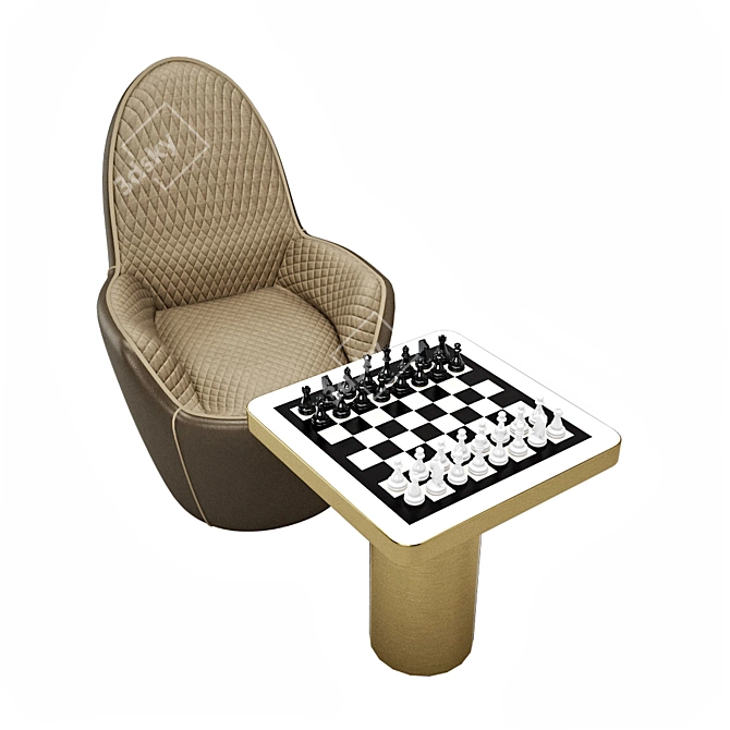 Reflex Angelo Swan Poltrona & Tau Scacchi: Glamorous Armchair & Chess Coffee Table Set 3D model image 2