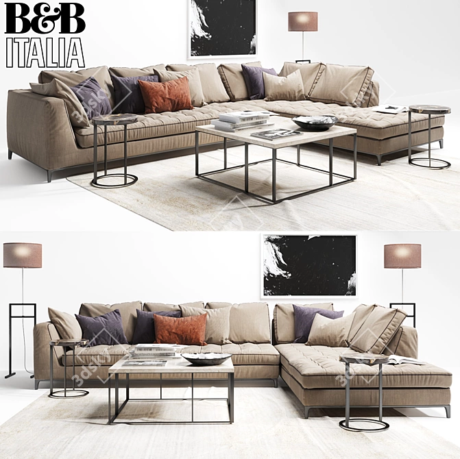 Elegant Lucrezia Sofa Set 3D model image 1