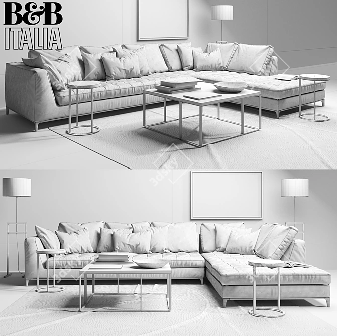 Elegant Lucrezia Sofa Set 3D model image 3