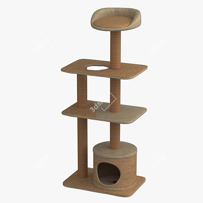 Meow Mansion: 3D Cat Playhouse with Condo 3D model image 2