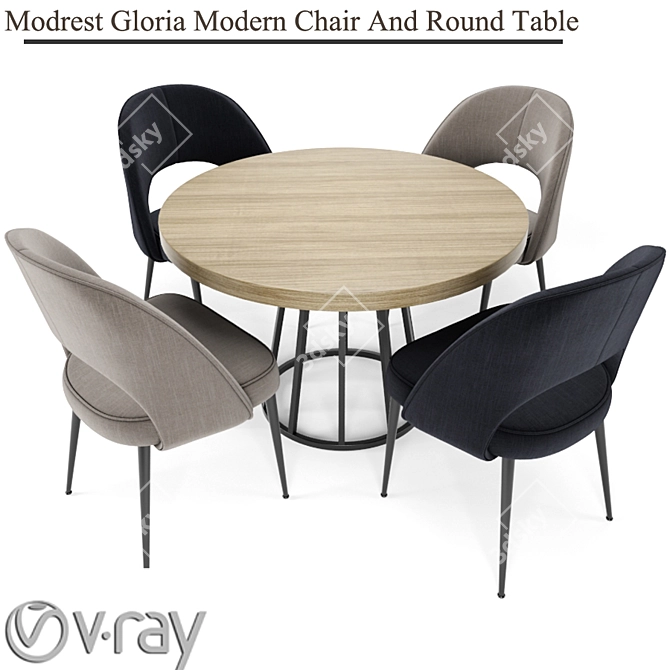 Modern Glam: Chair & Table Set 3D model image 1