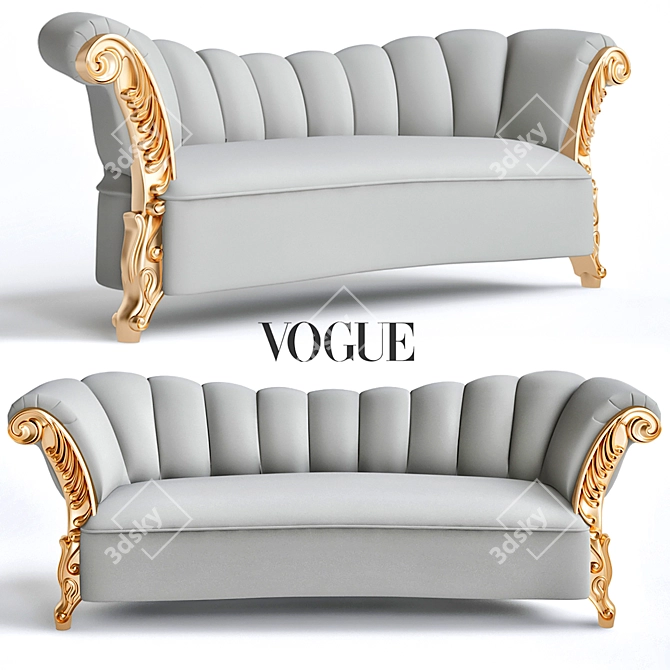 Elegant White Leather Sofa 3D model image 1