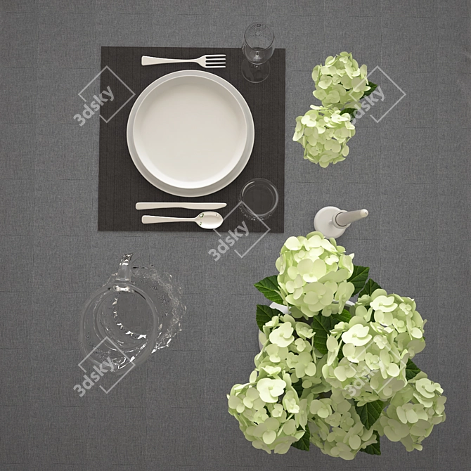 Elegant Tableware Set 01 3D model image 2