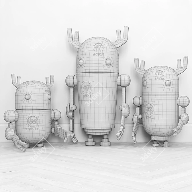 Title: Woodbots - Crafted Wooden Robots 3D model image 3