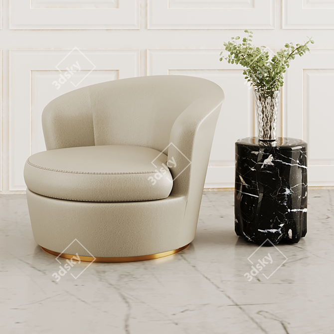 Elegant Single Sofa 3D model image 1