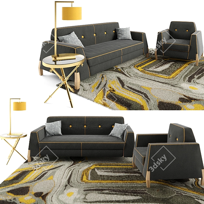 Zico Collection: Modern Sofa & Armchair 3D model image 1