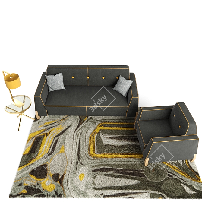Zico Collection: Modern Sofa & Armchair 3D model image 2