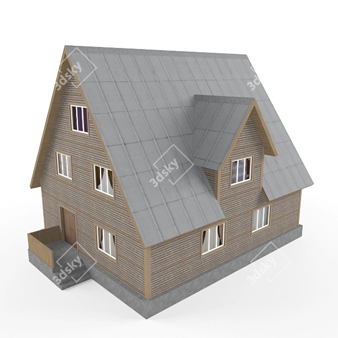 Rustic Two-Story House 3D model image 1