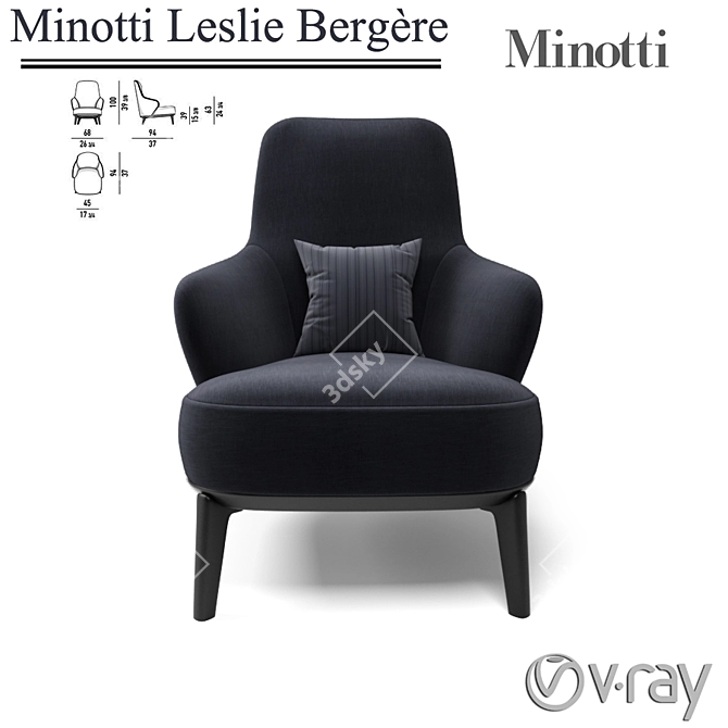 Elegant Minotti Leslie Bergere 3D model image 2
