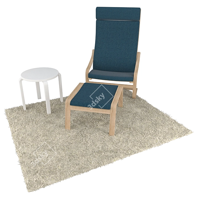 Cozy Ikea Arm Chair Set 3D model image 1