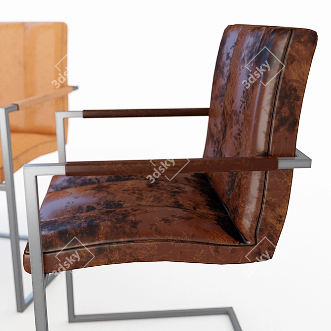 Industrial Leather Dining Chair 3D model image 2