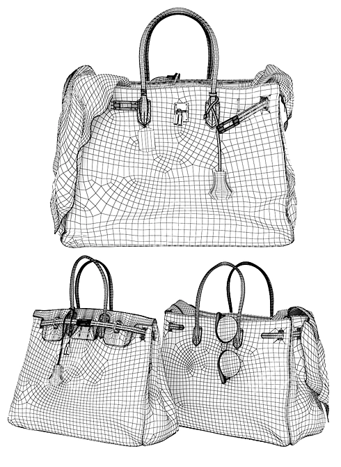 Luxury Heritage: Hermes Birkin Handbags 3D model image 3