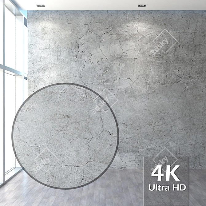 Cracked Wall Texture 3D model image 1