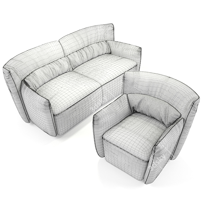 Modern Tulip Sofa & Chair Set 3D model image 3