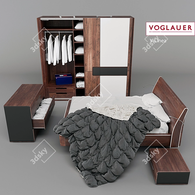 V-Linea Bedroom Set: Voglauer Quality and Tommy Hilfiger Style 3D model image 1