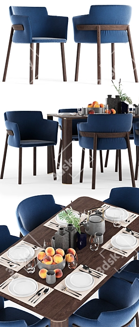 Elegant Pince Chair & Break Table by Gebr. Thonet Vienna & LEMA 3D model image 2