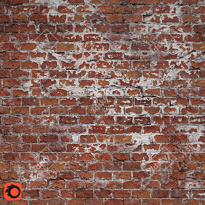 Aged Brick: Chipped Paint 3D model image 1