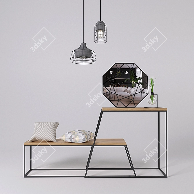 HORIZON Console and Bench Set: Complete Your Entryway 3D model image 1