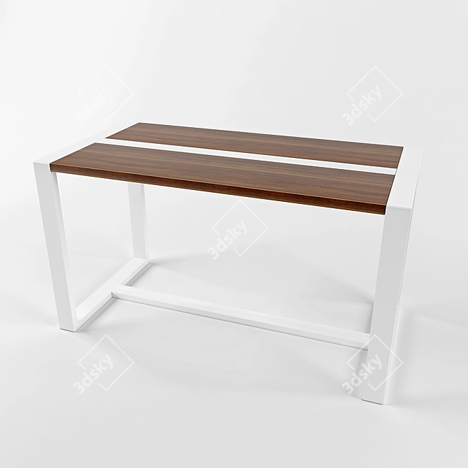 Modern White Wood Work Table 3D model image 1