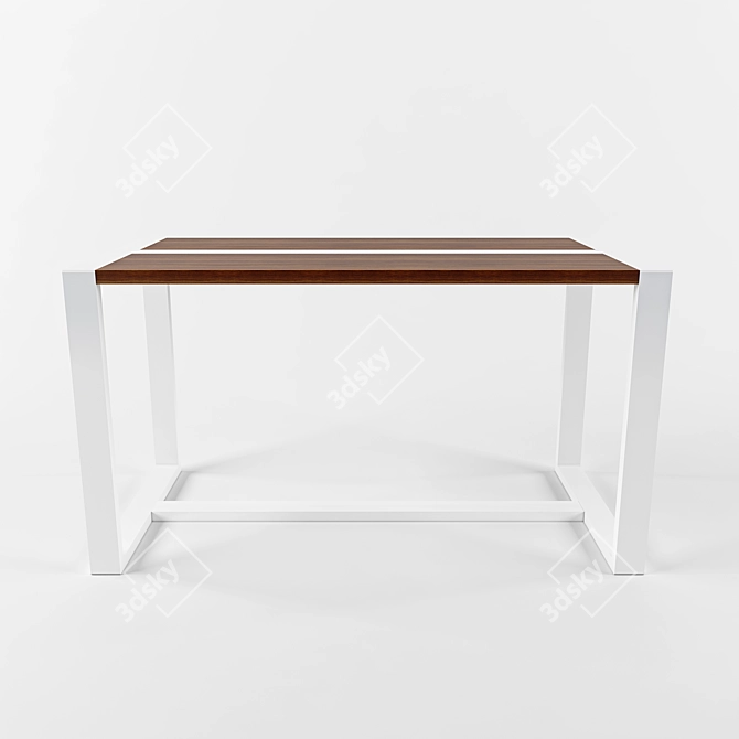 Modern White Wood Work Table 3D model image 2