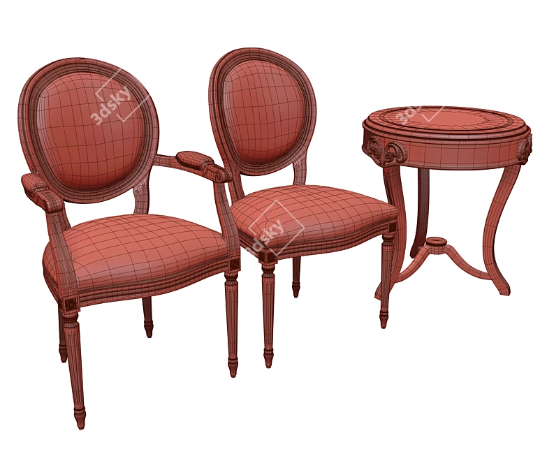 Luxurious Coffee Table Set with Carpanese Armchairs 3D model image 3
