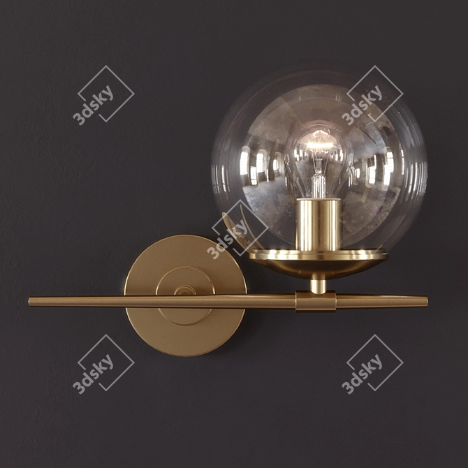 Turenne Small Visually Vintage Brass Glass Sconce 3D model image 1