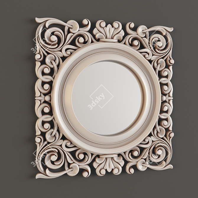 Custom Carved Frame Mirror - 500x470mm 3D model image 1