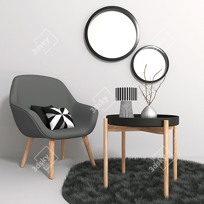 Modern Dining Set: Table and Chair 3D model image 1