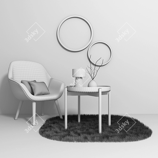Modern Dining Set: Table and Chair 3D model image 2