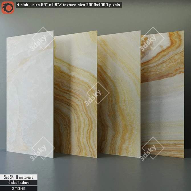 Premium Stone Slab Set 3D model image 1