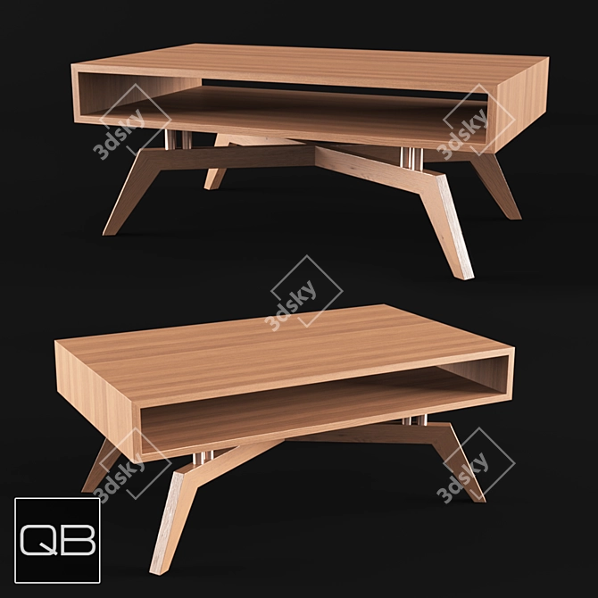 Quid Solid Wood Coffee Table with Shelf 3D model image 1