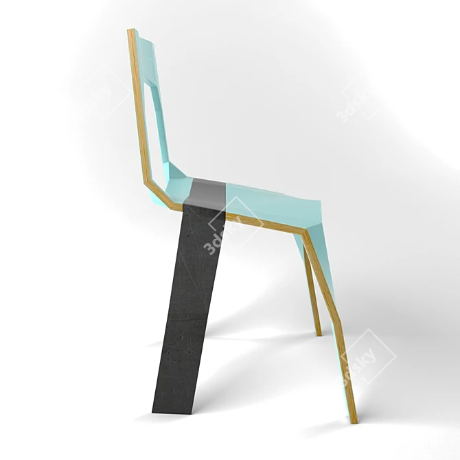 PlySteel Chair: Modern Plywood & Steel Design 3D model image 1