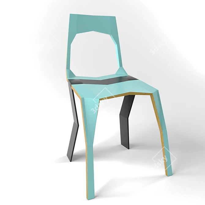 PlySteel Chair: Modern Plywood & Steel Design 3D model image 2