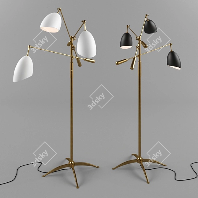 Modern Aerin Triple Arm Floor Lamp 3D model image 1