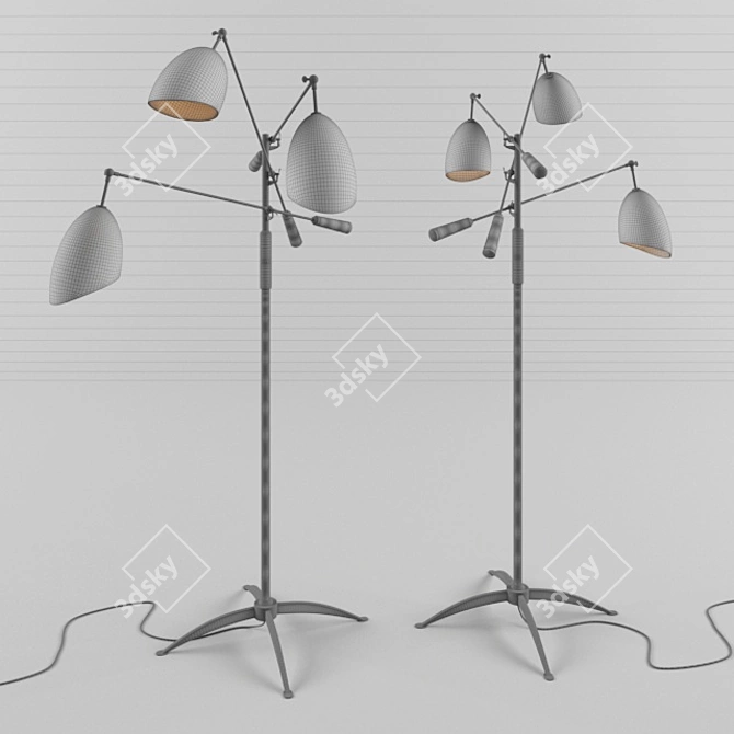 Modern Aerin Triple Arm Floor Lamp 3D model image 2