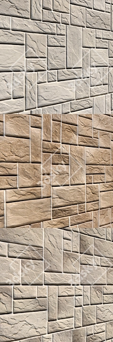 Modern Stone Walls Set 5 3D model image 2