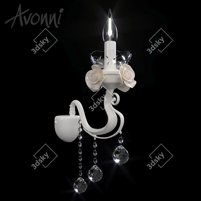 AVONNI White Crystal Metal Wall Sconce 3D model image 1