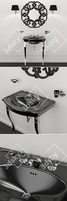 Etoile Console Sink & Black Amelie Mirror 3D model image 2