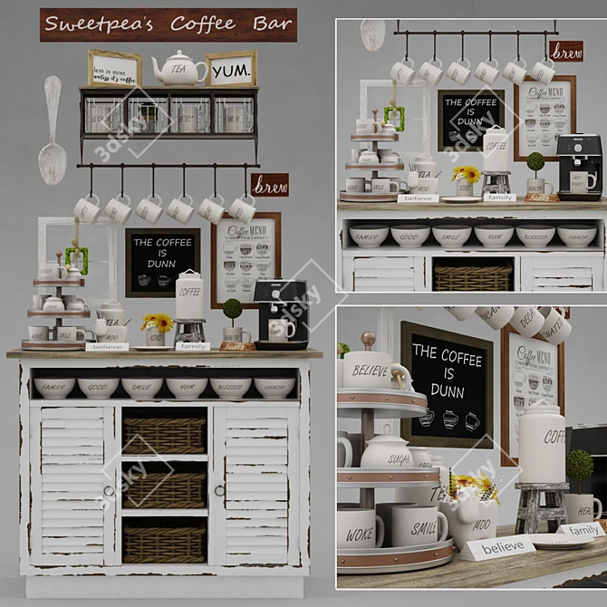 High-Res Coffee Set 3D model image 1